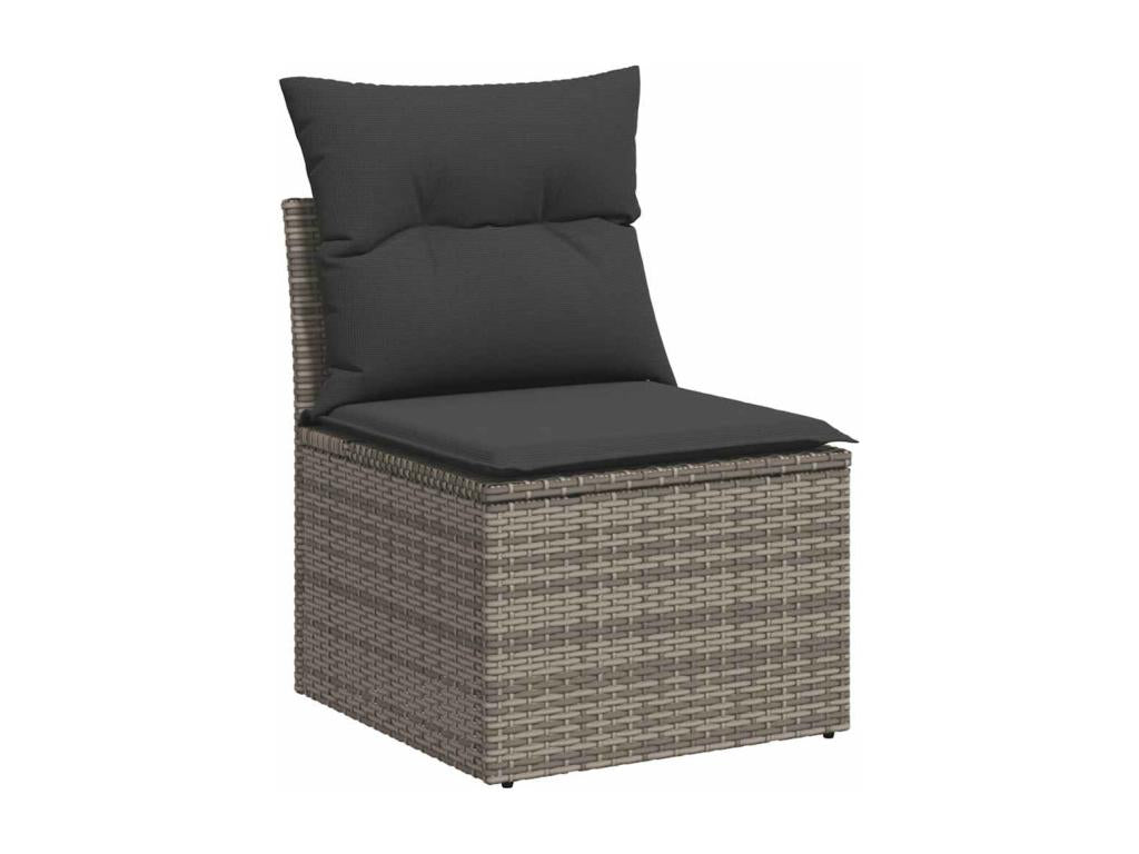 6-piece garden furniture set with grey resin wicker cushions