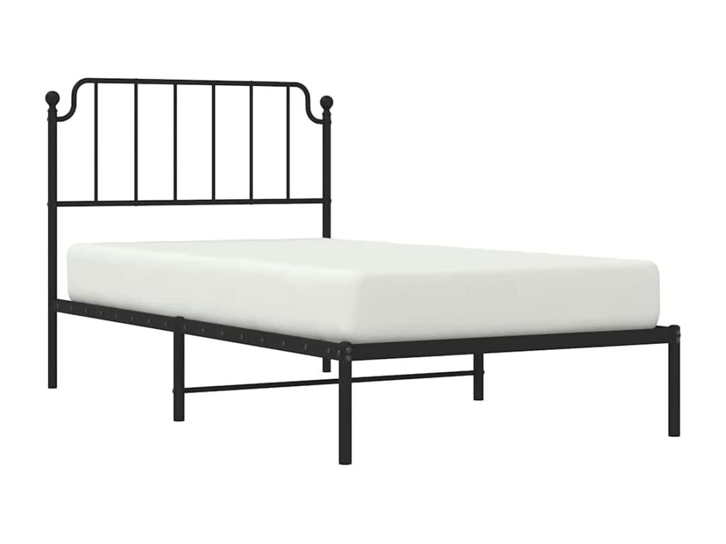 Metal bed frame without mattress, with black headboard, 100x190cm, 18991BIYT