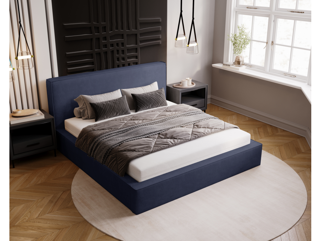 Bohometop Double Bed with Storage 200x200 cm Amare - Blue Velvet Bohometop 50 19205URPA