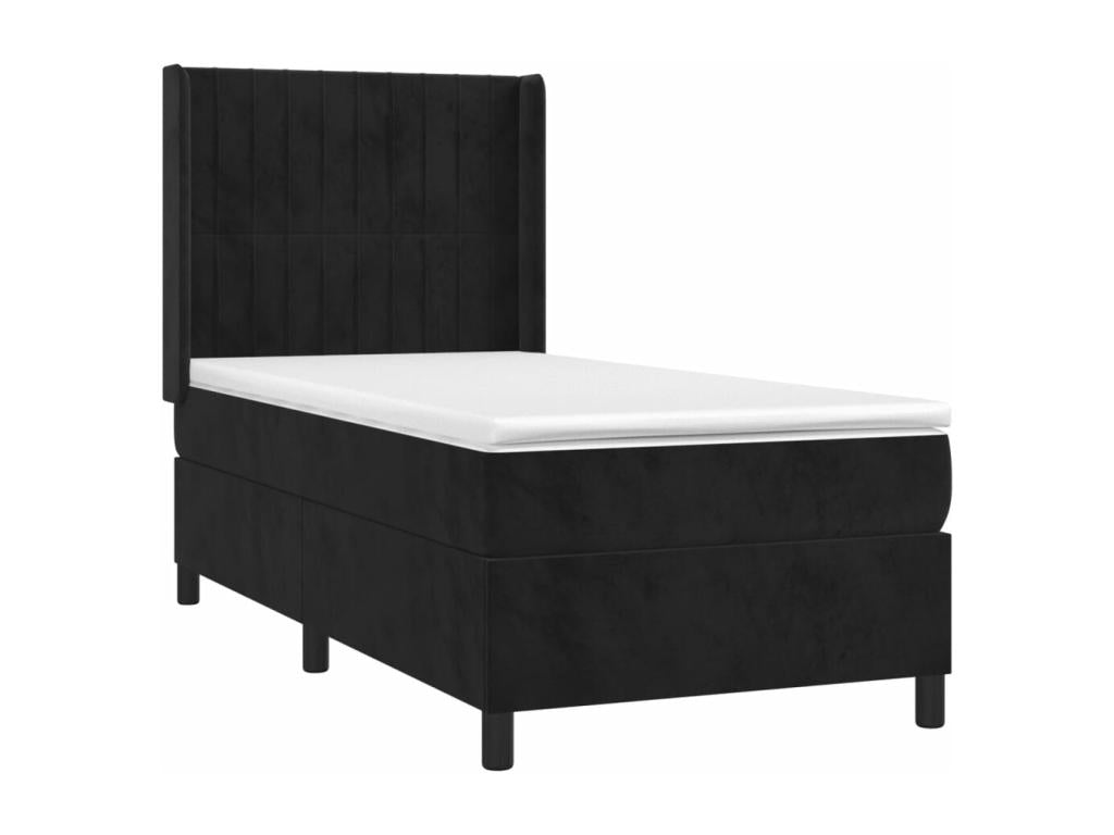 Bohometop bed base with mattress and LED lighting, black, 80x200cm, velvet, 00805ITMK