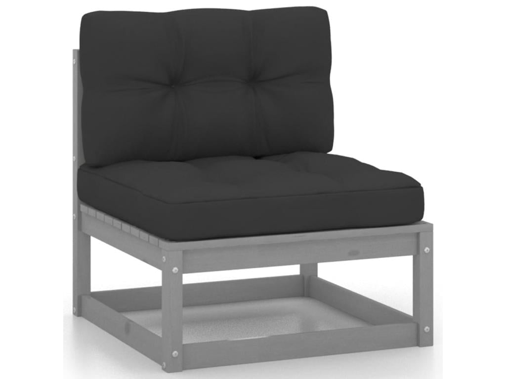 9-piece garden furniture set with cushions, grey, solid pine wood, 82024BNEC