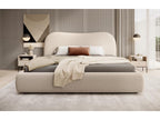 Storage bed with headboard - 160x200 cm - in beige bouclé fabric - Bohometop 62800NTMP