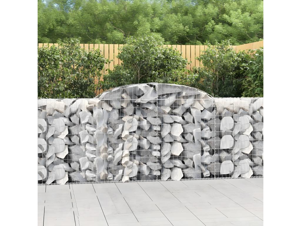3-piece arched gabion baskets, 300x50x100/120 cm, galvanized iron, 17274ROSS