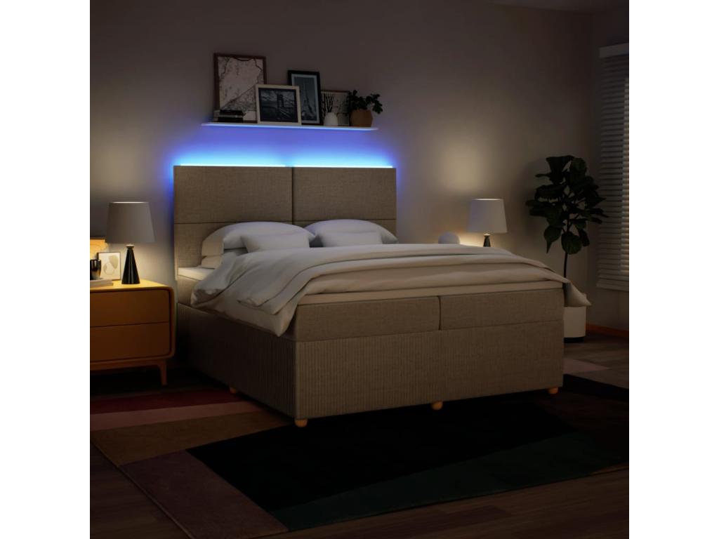 Bohometop bed base with mattress, Cream 200x200 cm, Fabric 09413XGED