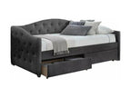 Bohometop 90x200 cm bed in grey tufted velvet with storage drawers - Mattress not included 09350RUKM