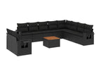 11-piece garden furniture set with cushions, black resin wicker, 54883YGCB