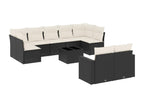 10-piece garden furniture set with cushions, black wicker resin 94625AJGJ
