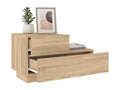 Bedside table with LED lights, oak finish, 70x36x40.5 cm