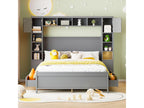 140x200 cm bed with 4 drawers and storage - Solid wood - Grey finish - Bohometop 21638GLVR