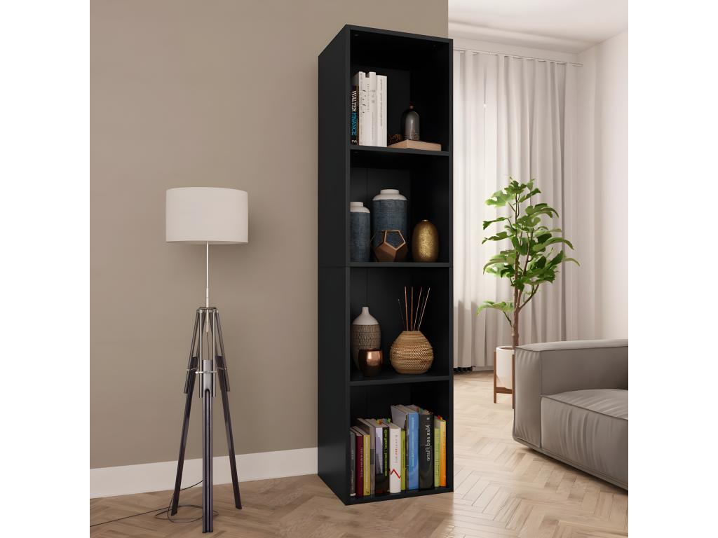 Black TV/Bookcase 36x30x143 cm Chipboard 74457UAGK