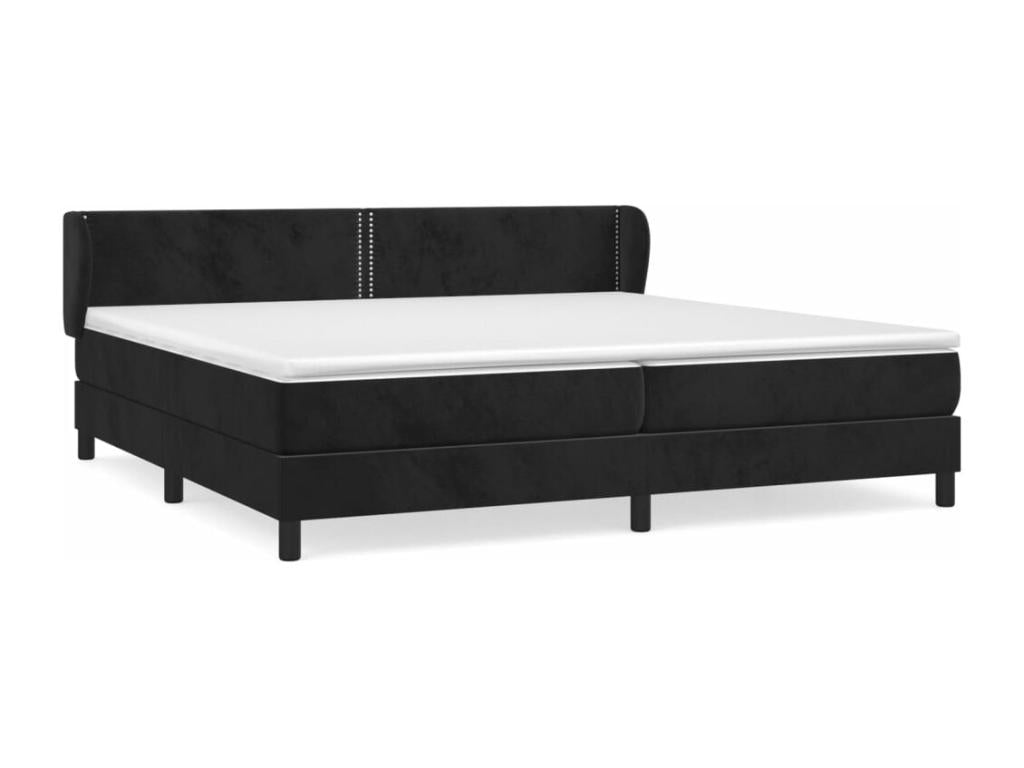 Upholstered bed base and mattress, black, 200x200 cm, velvet, 63780GHUQ