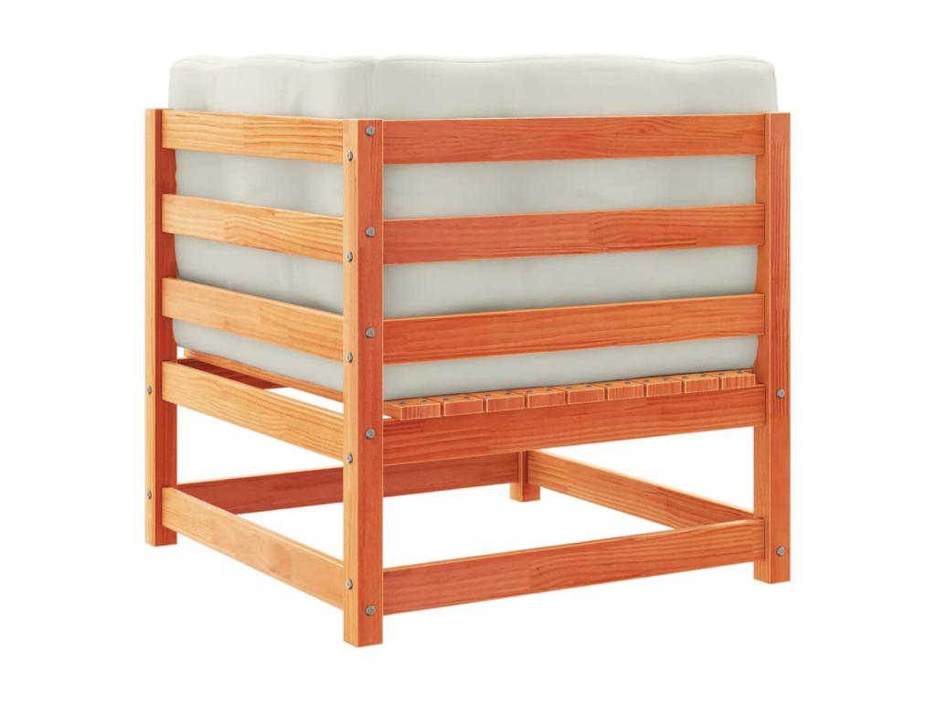 7-piece garden furniture set with cushions, brown wax finish, solid pine wood, 78860BPFI