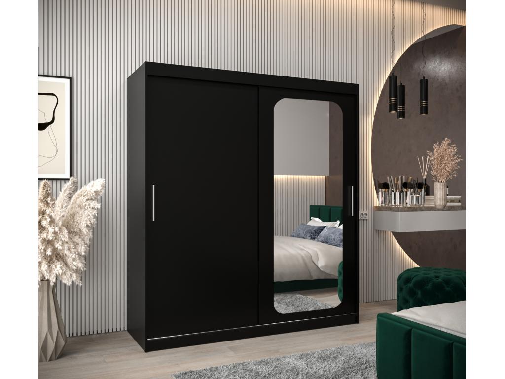 Bohometop T2 Sliding Door Wardrobe 200/180/62 2 Doors Black/Black 70798PKOQ