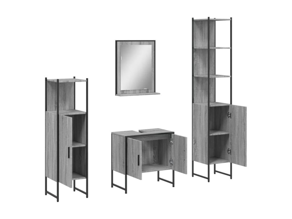 Bohometop 4-Piece Bathroom Cabinet Set Gray 65228MGKH