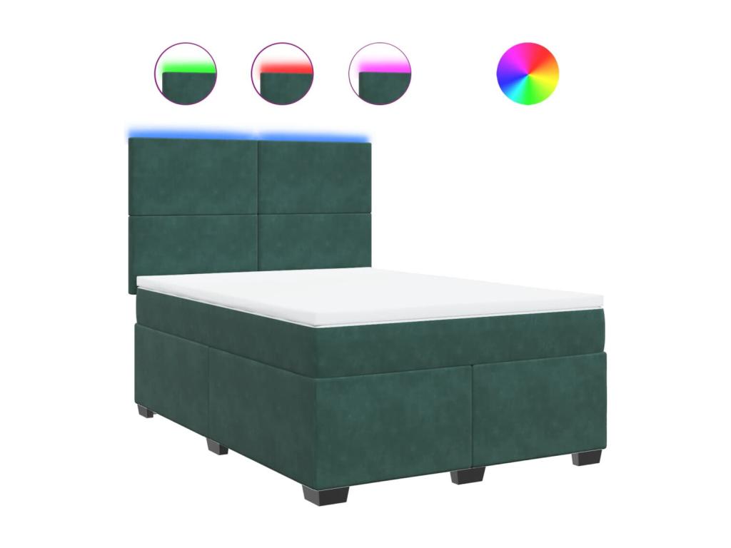 Bohometop bed base and mattress, dark green, 140x200cm, velvet, 77429NYXH