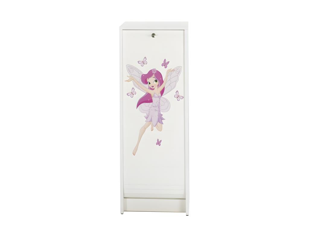 White tambour door filing cabinet with 5 compartments and lock, 37.8x103.8x38.4 cm - Fairy color 217 95499XBJT