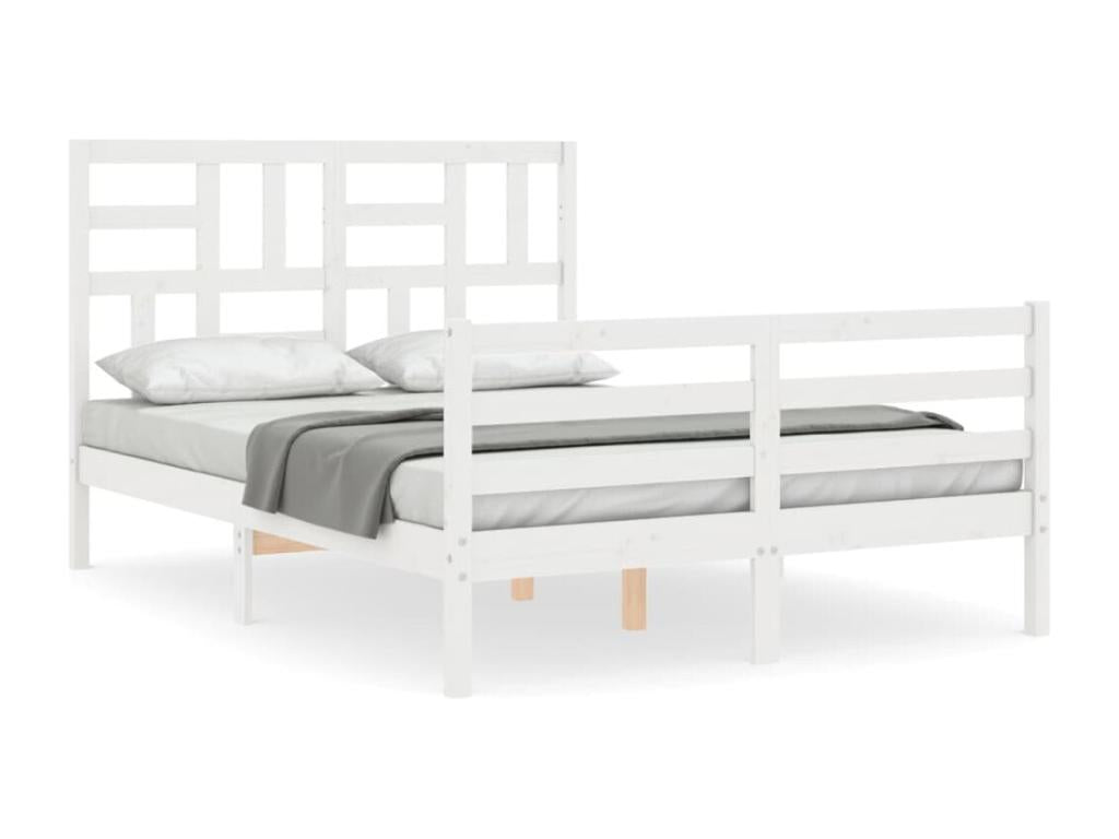 Bed frame with white headboard, 120x200 cm, solid wood, 52871VSZD