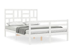 Bed frame with white headboard, 120x200 cm, solid wood, 52871VSZD