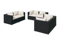 6-piece garden furniture set with cushions, black wicker resin, 44844SRHM