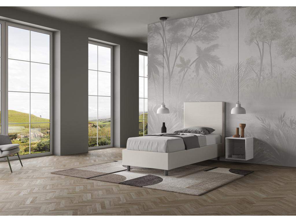 Bohometop 80x200cm Upholstered Bed in White Faux Leather (Slatted Base Not Included) 27363NYGS