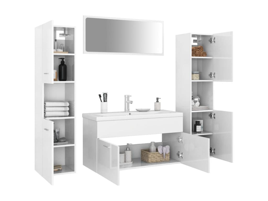 Glossy White Bathroom Furniture Set 58 38036BLUC