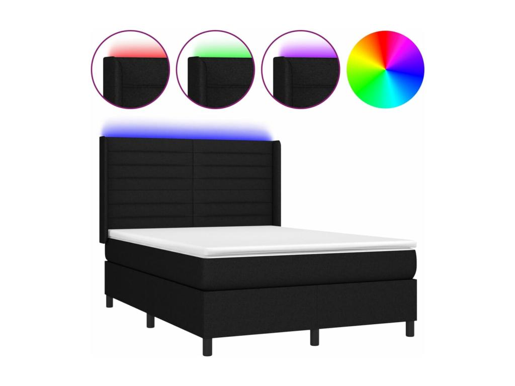 Bohometop bed base with mattress and LED lighting, black, 140x190 cm, fabric, 05323CEYS