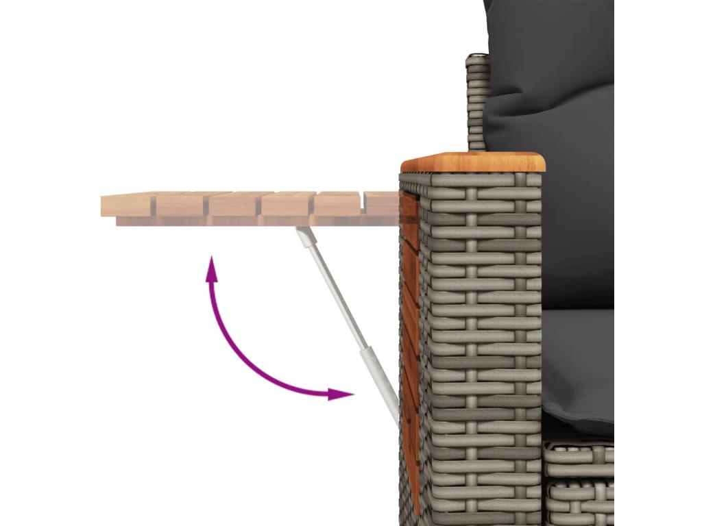 6-piece garden furniture set with grey resin wicker cushions 83406NDKN