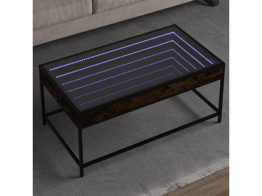 Coffee table with infinity LED, smoked oak, 90x50x41 cm, 35497SJGM
