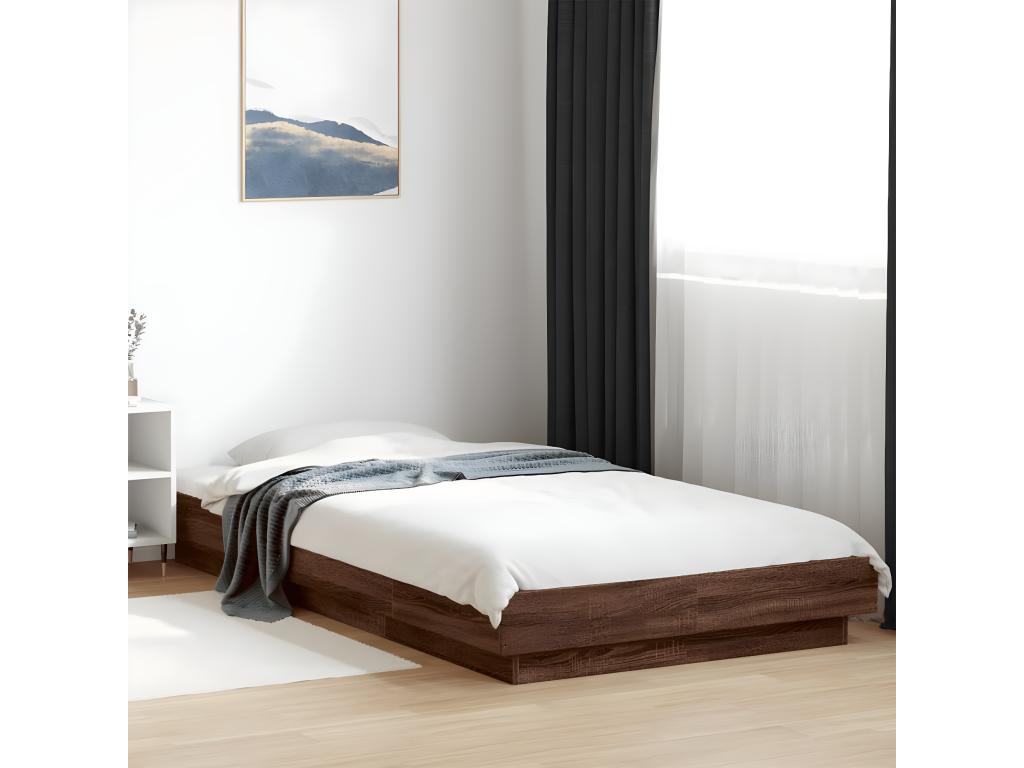 Bed frame without mattress, brown oak, 90x190 cm, 88079IWUY