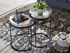 Side Table Set of 2 Oriental Style Metal Coffee Tables Aluminum 73956NXKX