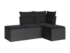 4-piece garden furniture set with cushions, black resin wicker 04915DPBH
