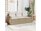 3-piece garden furniture set with cushions, beige woven resin, 45466WSBA