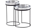 Side Table Set of 2 Oriental Style Metal Coffee Tables Aluminum 73956NXKX