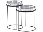 Side Table Set of 2 Oriental Style Metal Coffee Tables Aluminum 73956NXKX