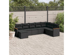 8-piece garden furniture set with cushions, black woven resin