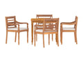 5-piece solid teak garden dining set with cushions, white finish, 75539UZJH