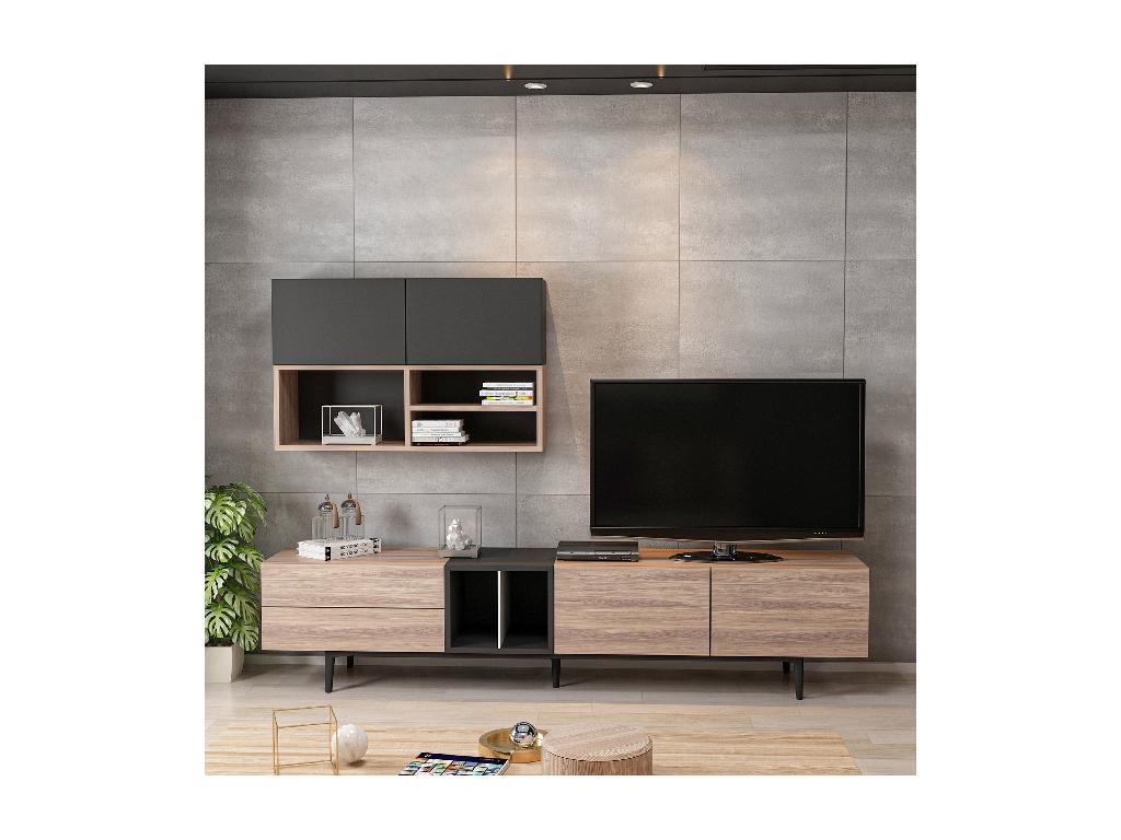 Bohometop Tv Cabinet - Black Wood - 195x37x45 cm - Bohometop 15494CWHC