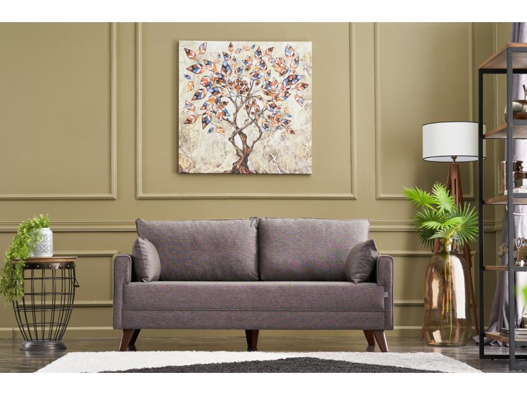 Small 2-seater sofa in light brown Bohometop fabric, 177cm, 98646GEOJ