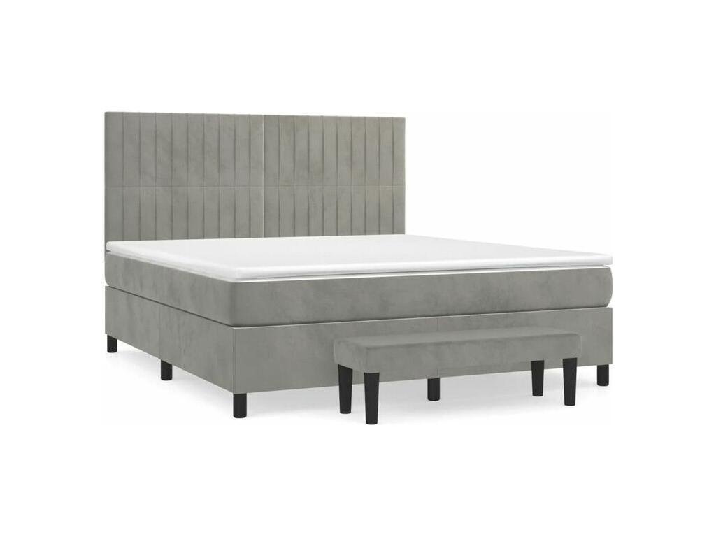 Homelumiere bed base and mattress, light grey, 180x200 cm, velvet