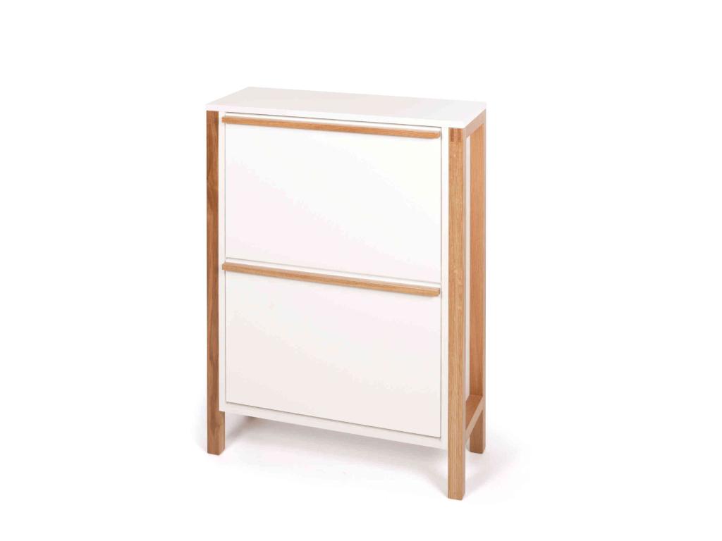 White wooden shoe cabinet with 2 drawers - MC0051 14528UKNM