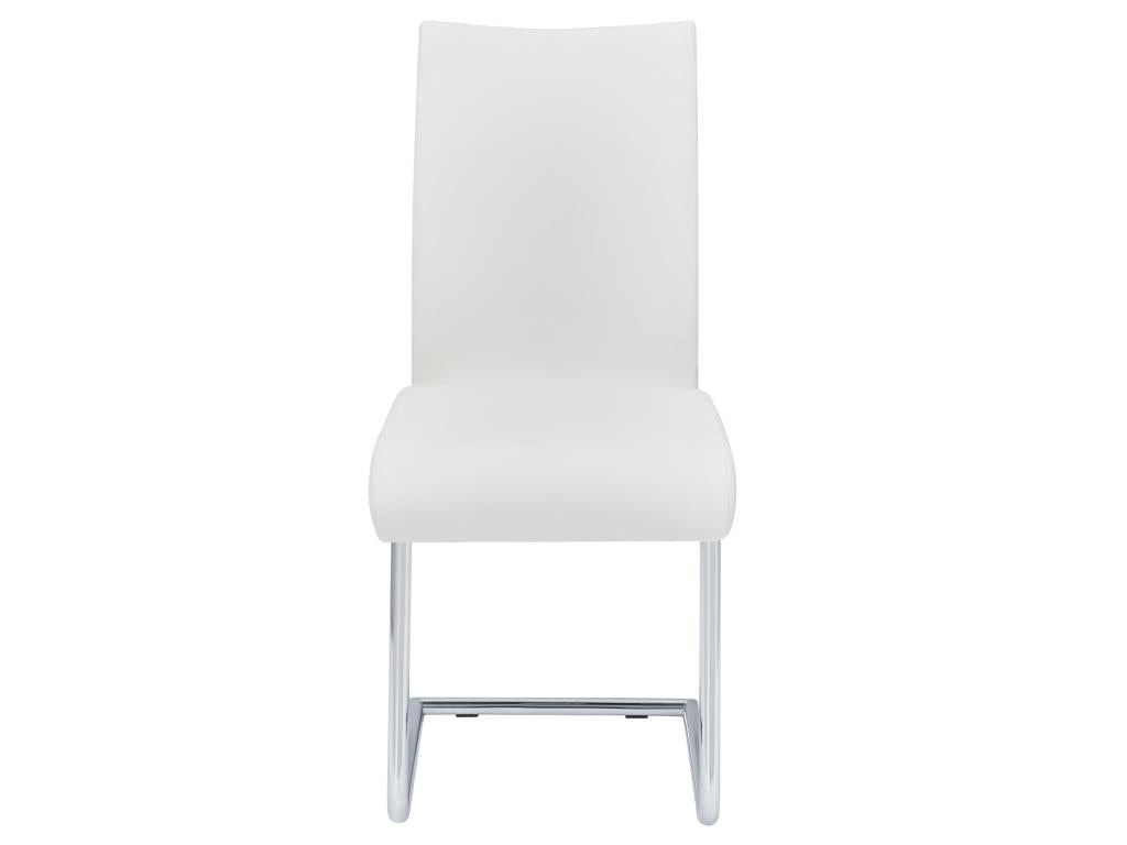 Set of 4 Bohometop dining chairs with chrome legs and white synthetic upholstery 13794NHNJ