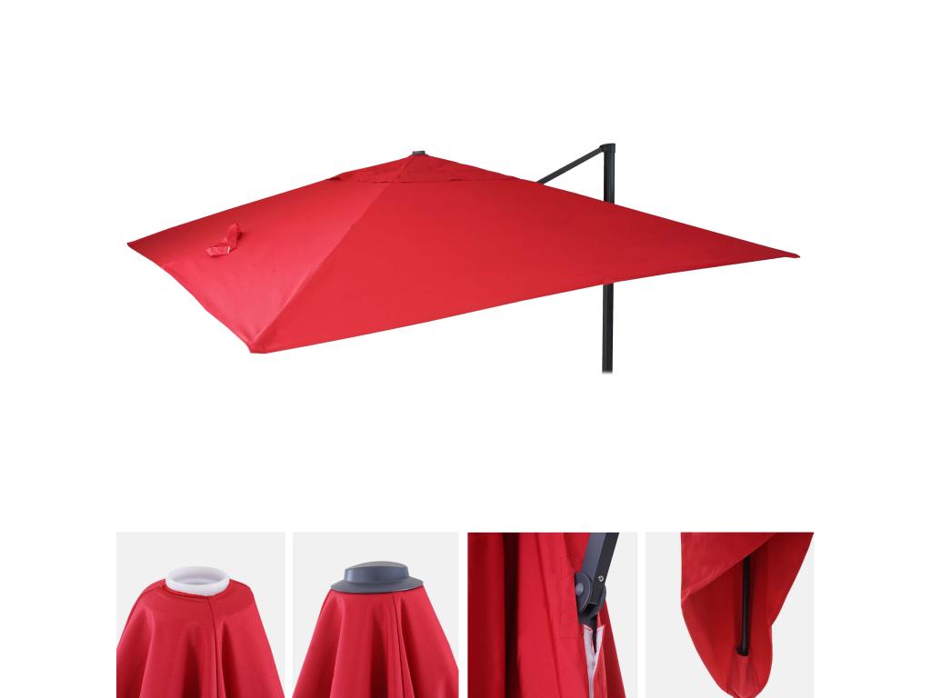 Replacement canopy for Bohometop 3x3m luxury cantilever parasol - red 18266AUEC
