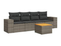 5-piece garden furniture set with grey resin wicker cushions 82262ZQPQ