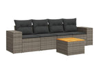 5-piece garden furniture set with grey resin wicker cushions 82262ZQPQ