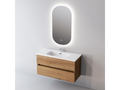 Bathroom vanity unit with ceramic basin, 2 drawers, W100 x H54 x D45 cm, Natural Oak, Bohometop 95055KZOR