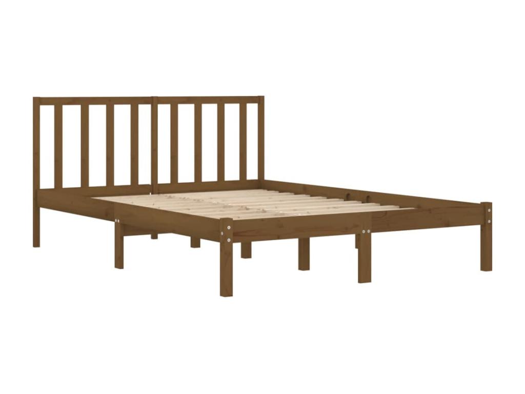 Bed frame without mattress, honey brown, solid pine wood, 200x200cm, 01675EOBA