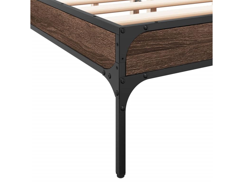 Brown oak bed frame 120x190 cm engineered wood and metal 14584ZQGU