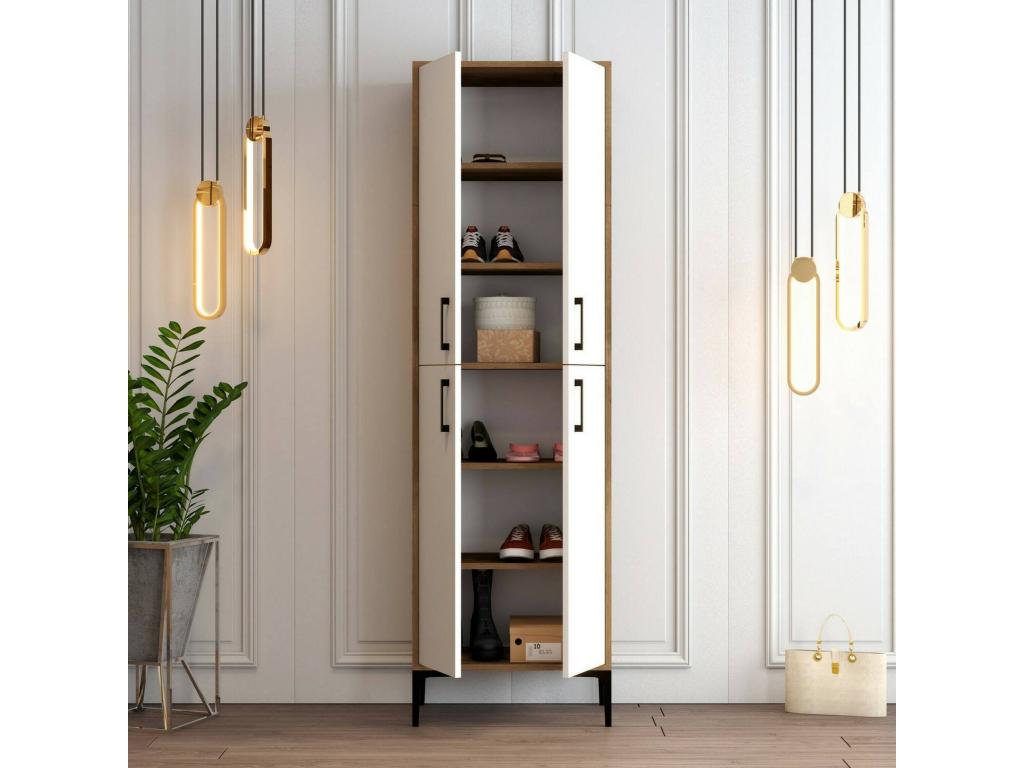 Bohometop Shoe Cabinet, Multipurpose Entryway Shoe Cabinet, Shoe Storage, 60x35x200 cm, Walnut and White, 34623DKXO