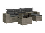 6-piece garden furniture set with grey resin wicker cushions