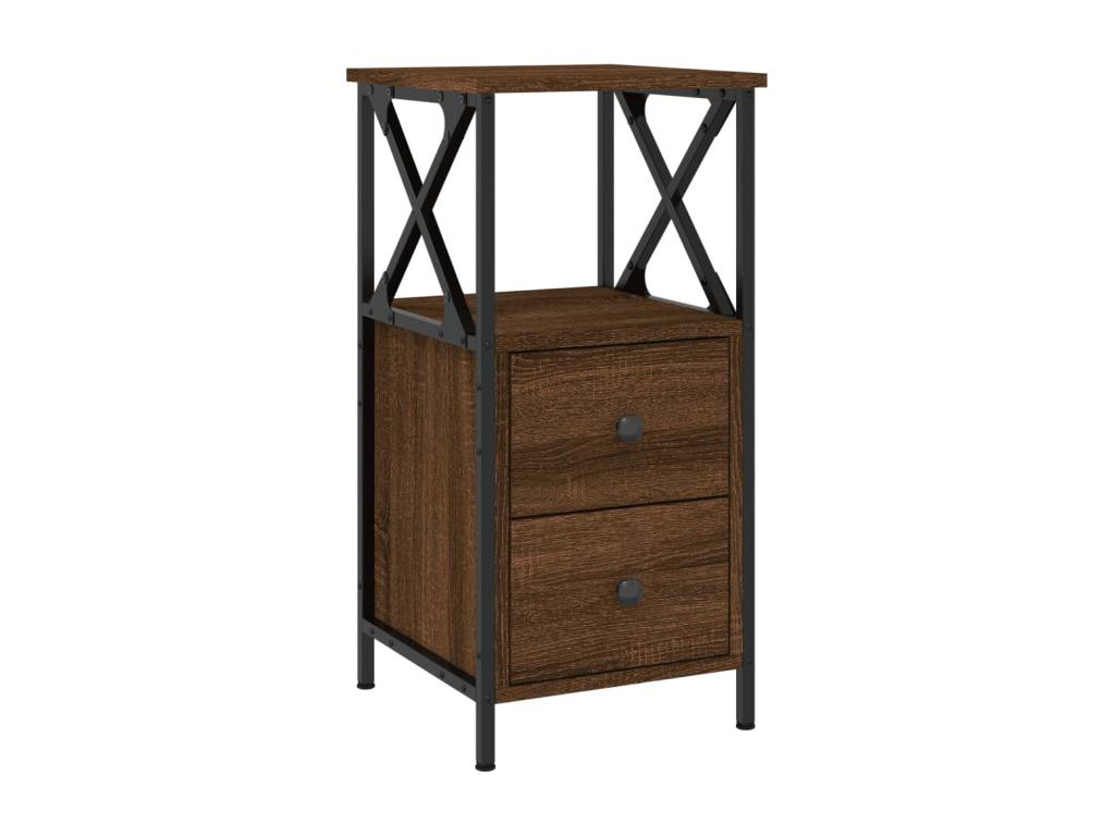 2-piece bedside tables, brown oak, 34x35.5x70cm, engineered wood, 99126IYFM